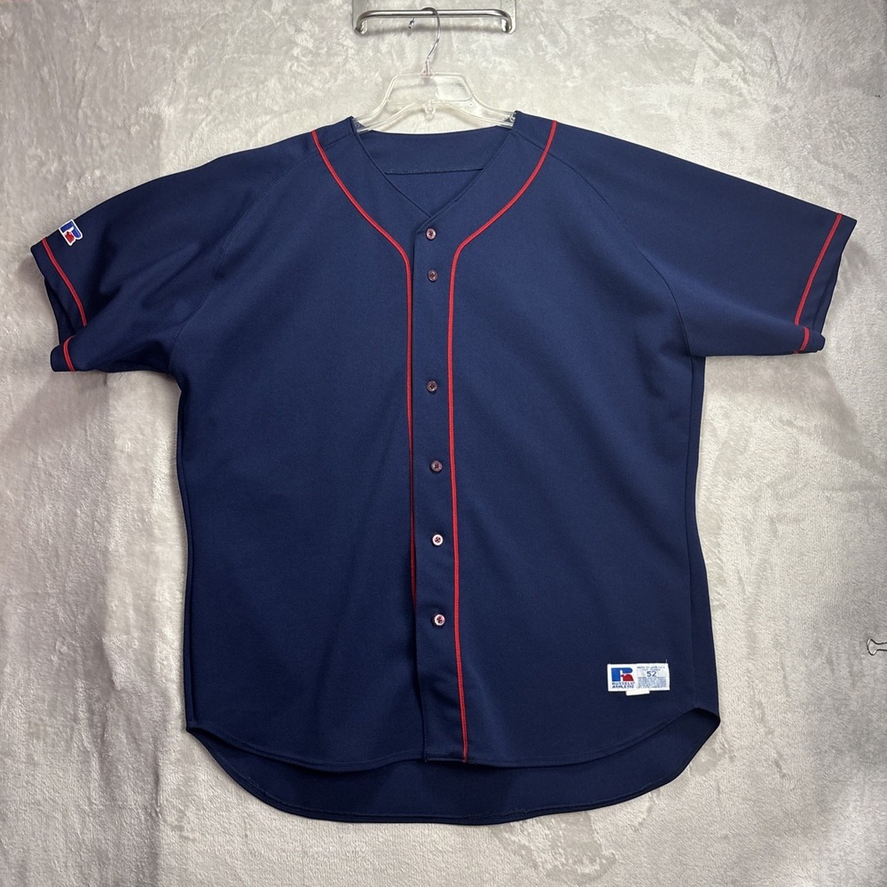 Vintage 90's Russell Athletic Pro Cut Blank Baseball Jersey Men's 52 USA Blue
